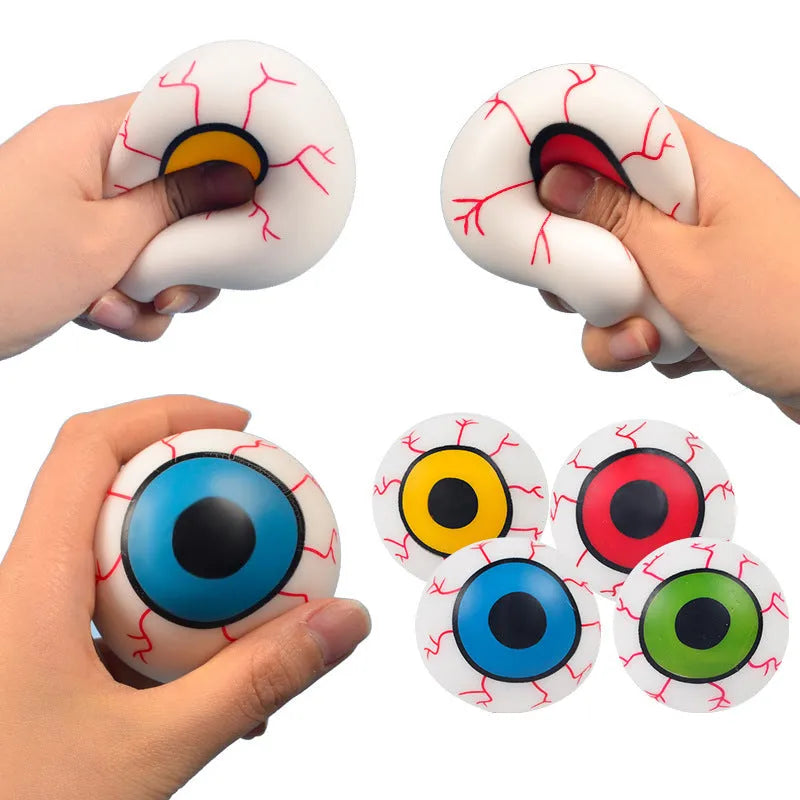 Stress ball squeezing toy vent horror eyes design TPR material 6cm diameter random colour