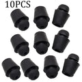Ten black rubber automotive strut damping buckles for bootlid shock absorption.