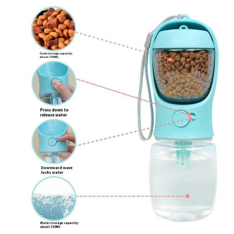 Portable dual-use dog water drinking cup for outings in blue, white or pink colours