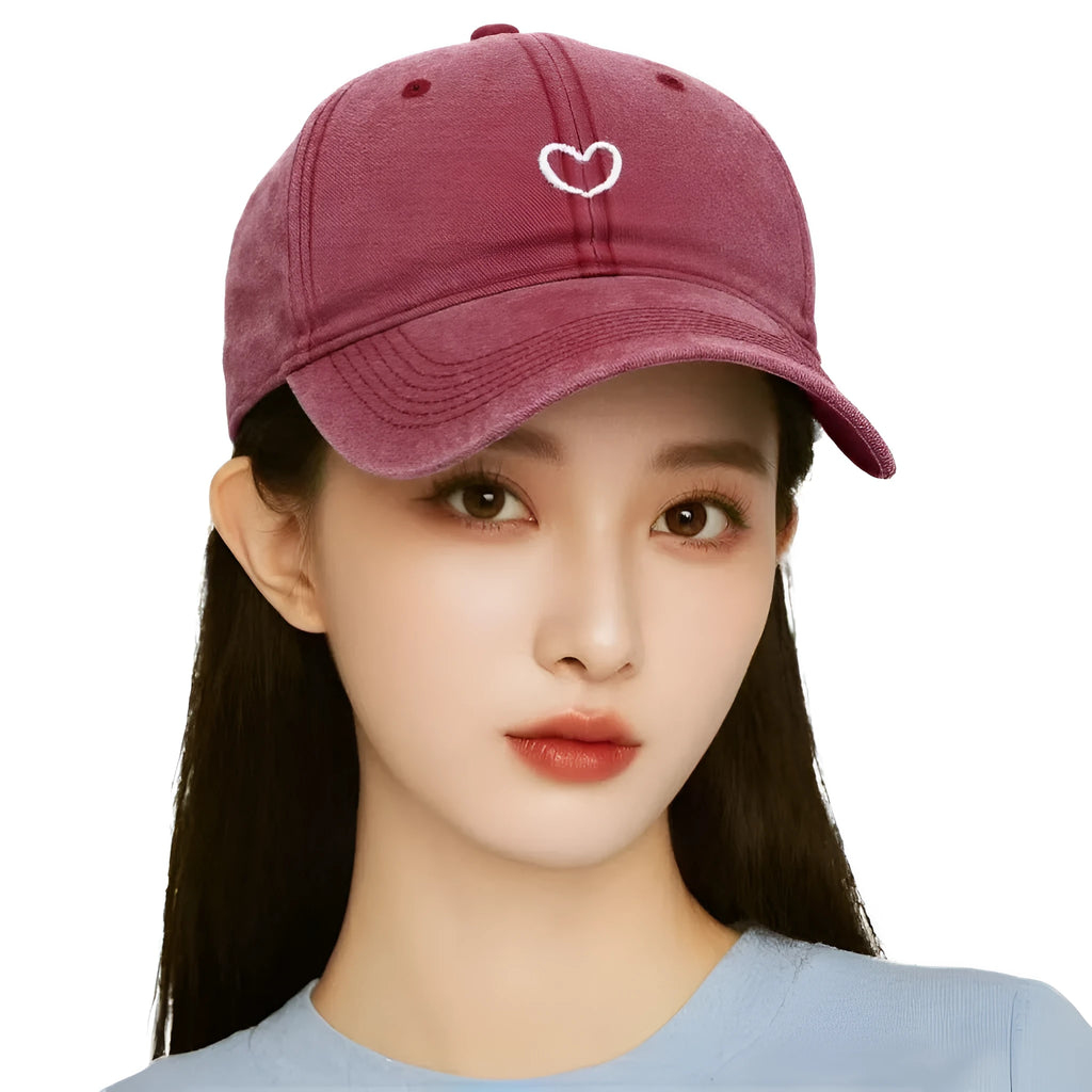 Retro embroidered cotton baseball cap with adjustable strap in multiple colour options