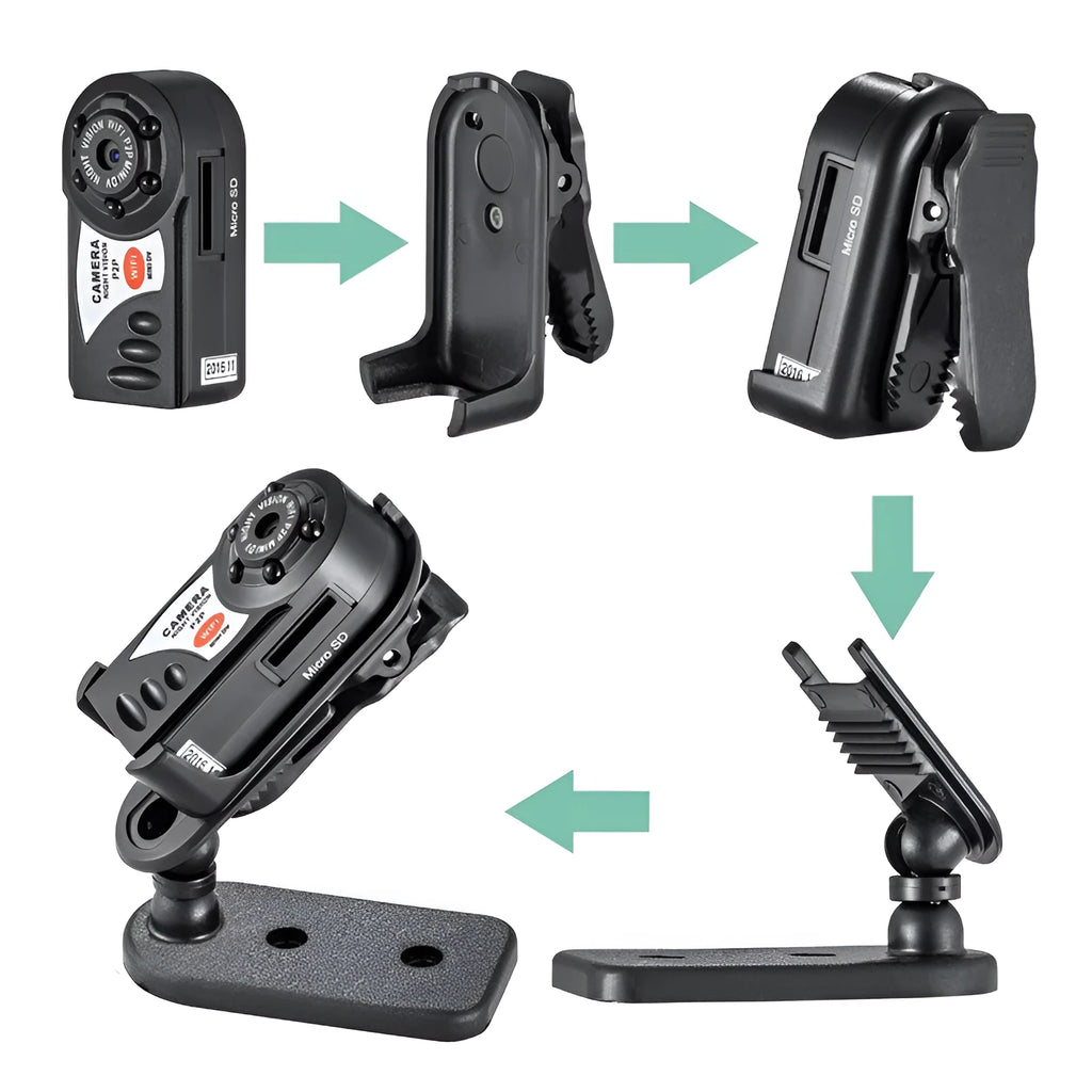 Black wireless wifi security camera with LCD screen and optical zoom lens