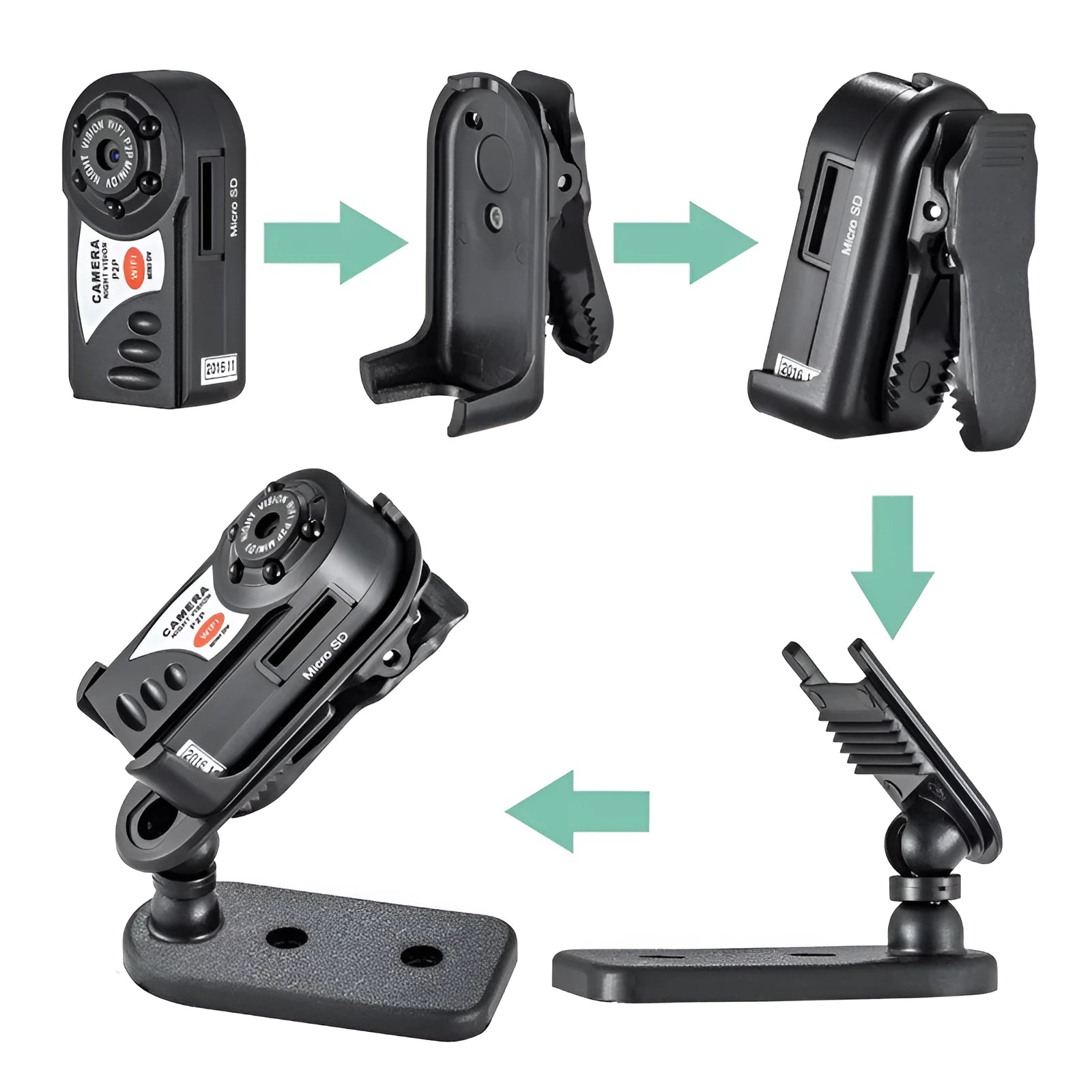 Black wireless wifi security camera with LCD screen and optical zoom lens