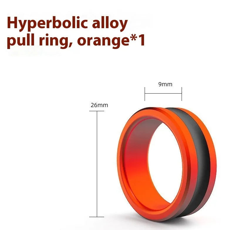Orange and silver alloy fishing hand guard pull loop tool with non-slip grip.