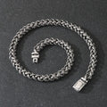 Men's titanium steel keel chain necklace with vintage antique silver finish and geometric pendant
