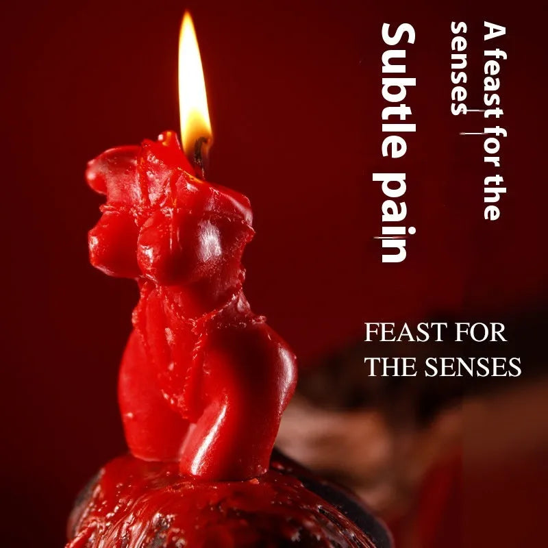 Low temperature sensual candle made from soy wax in rose red, spring pink, and lilac purple colours.