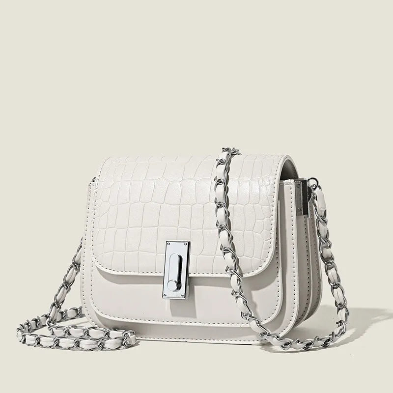 Soft PU leather women's crossbody shoulder bag in horizontal square shape with mobile phone pocket