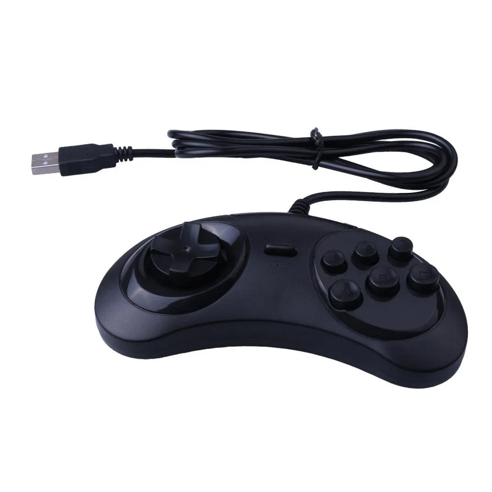 Black Sega USB computer game controller with 1.8 metre wired connection for PC gaming