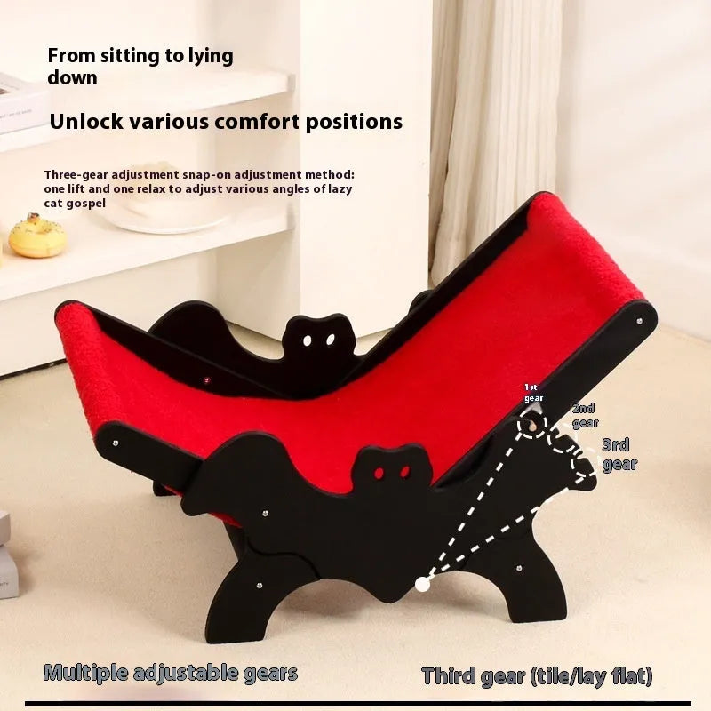 Black and red Halloween-themed wooden cat lounger bed for use as a cage accessory.
