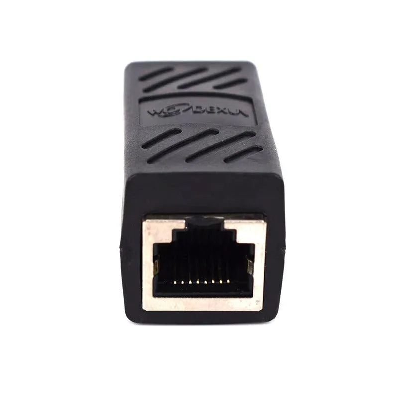 Black RJ45 network cable butt joint extender adapter for ethernet cable connections