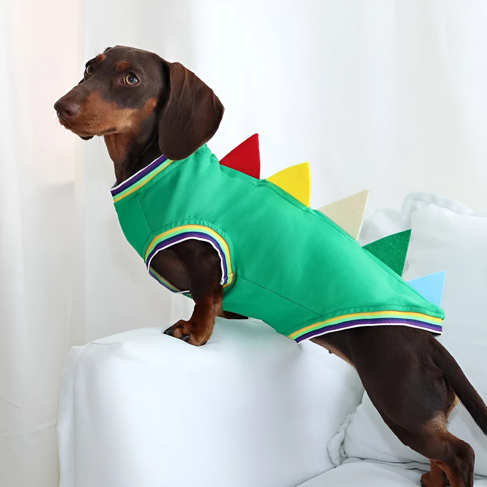 Green dinosaur cotton pet vest for small dogs outdoor wear