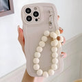 White matte frosted TPU phone case with little flower lanyard for iPhone