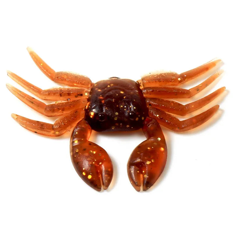 PVC software artificial crab fishing lure in red and brown, measuring 8cm in length.