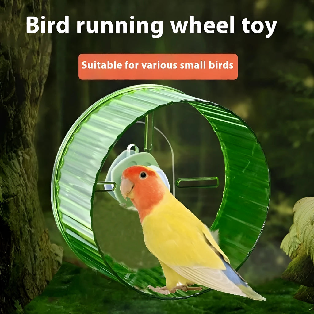 Parrot wheel running toy for birds in plastic with self-hi xuanfeng peony design