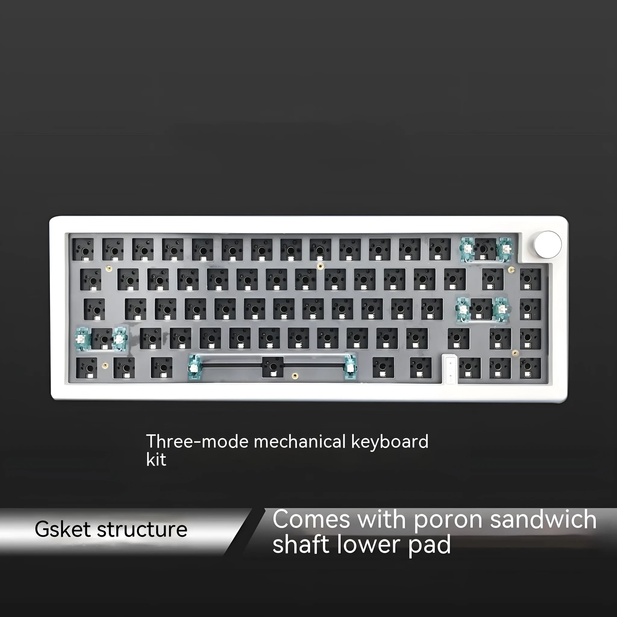 DIY mechanical keyboard kit with RGB backlighting and hot-swappable switches in multiple colour options