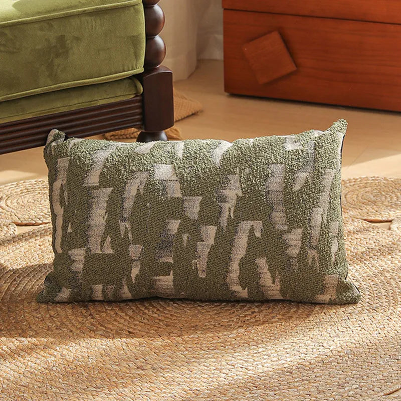 Nordic style 45cm square Jacquard waist pillow cover with retro plant and flower pattern