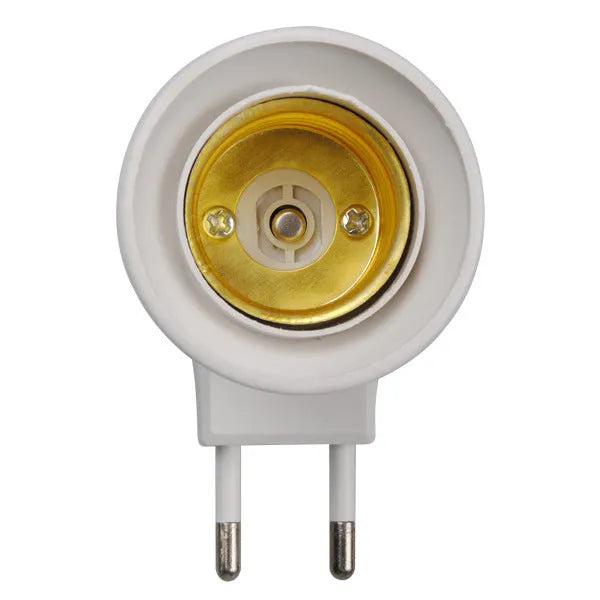 White E27 wall plug-in lamp holder adapter with switch control for bulb lighting