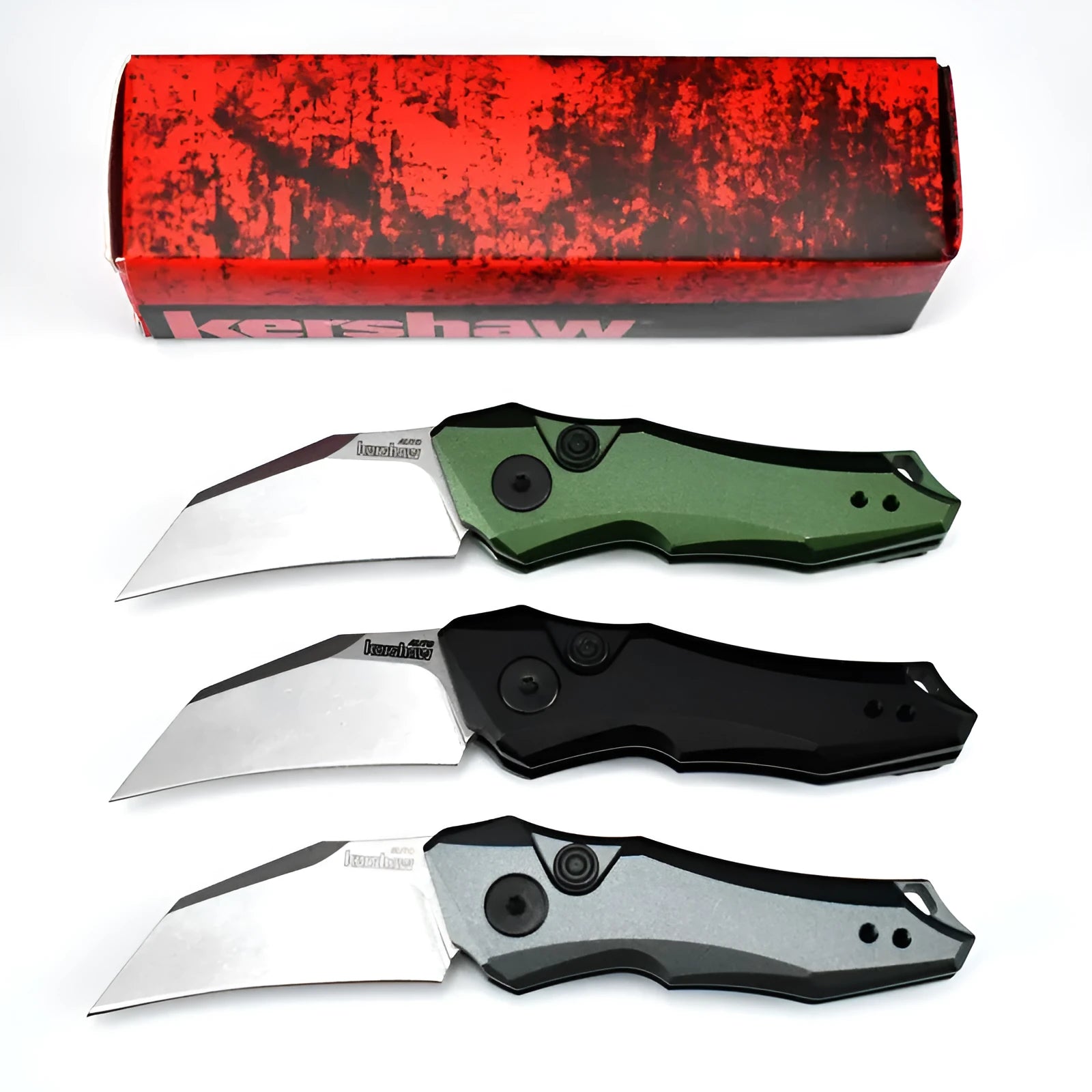 Metal folding pocket knife showing black, grey, and green colour options with 150mm total length
