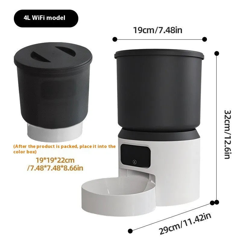 4L smart pet feeder with camera and stainless steel bowl for cats and dogs
