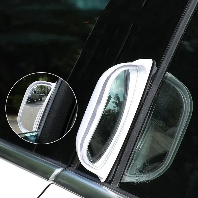 Black and white universal wide angle two-row convex car rear view mirror measuring 126mm