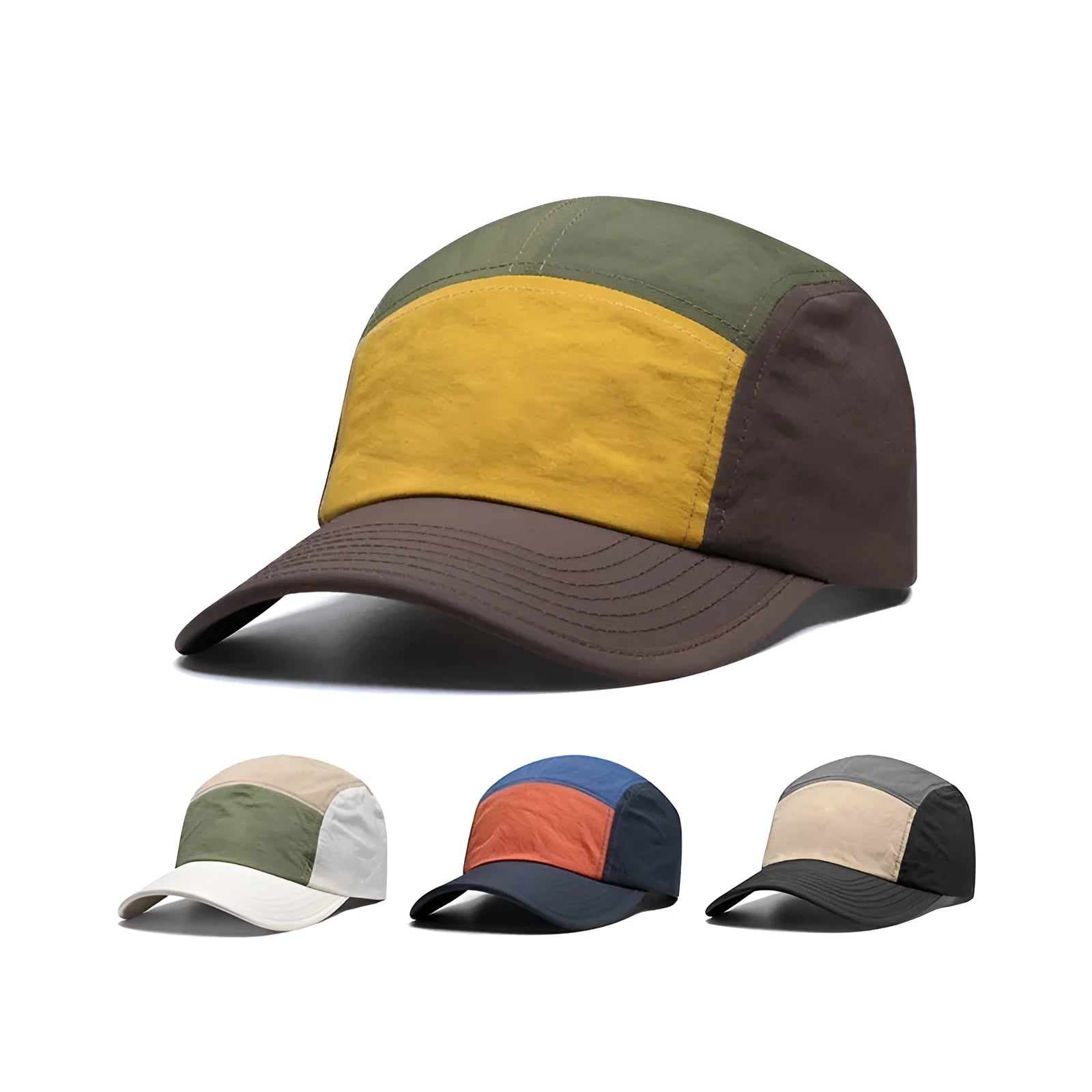 Men's quick-drying cotton-polyester baseball cap in curved brim design with four colour options