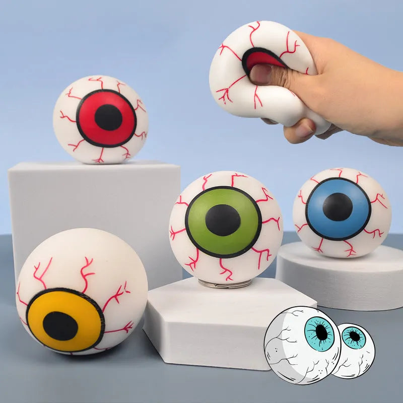 Stress ball squeezing toy vent horror eyes design TPR material 6cm diameter random colour