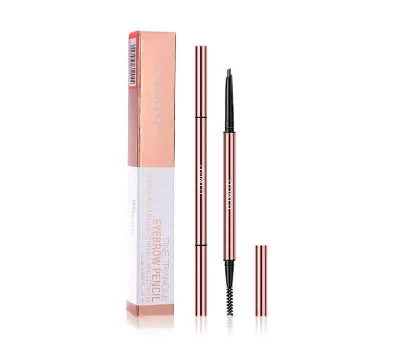 Brow make-up pencil in colour box with six shade options including Auburn, Blonde, and Caramel.