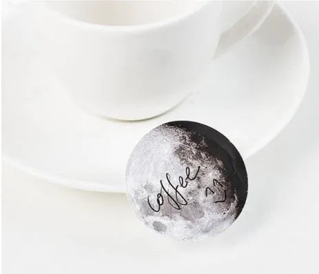 Moon sticker set 45 pieces paper 40mm round lunar theme