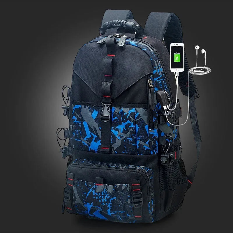 Men's waterproof Oxford cloth hiking backpack in multiple colour options with 56-75 litre capacity