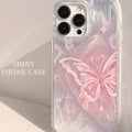 Transparent PC silicone phone case with feather yarn butterfly design for Apple iPhone