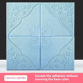 Thickened waterproof XPE foam wall sticker 70cm square Light Blue with three-dimensional plants and flowers pattern