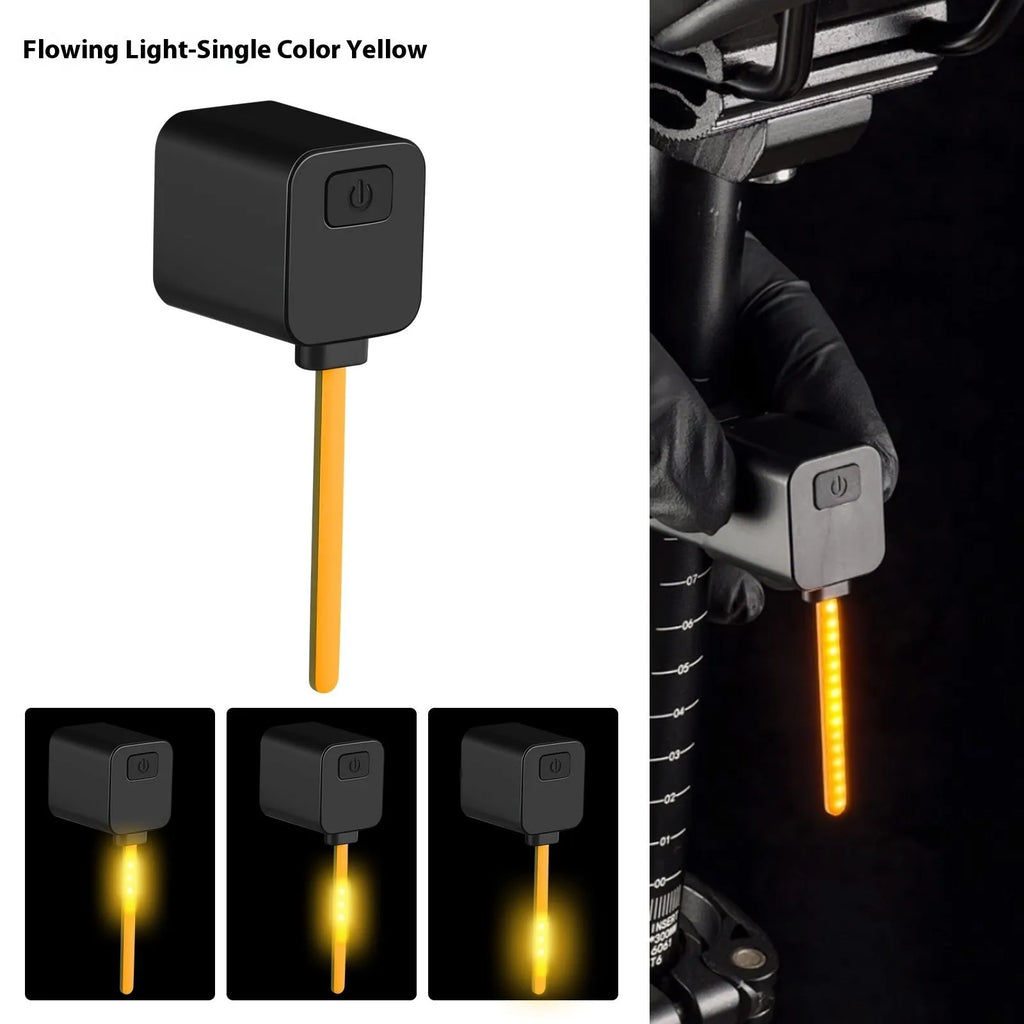 Bicycle taillight with flowing water light patterns mounted on bicycle seat tube