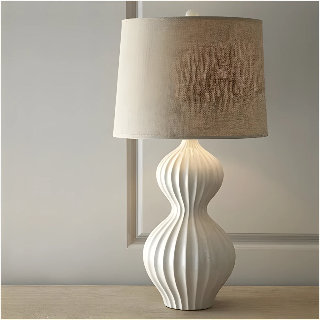 American simple Jingdezhen ceramic table lamp with fabric lampshade, 36cm diameter, 62cm height