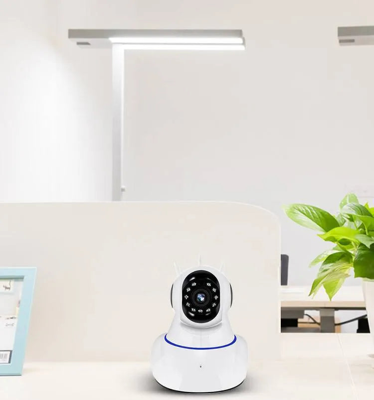 White dome-shaped wireless surveillance camera with 2MP sensor for indoor and outdoor night vision monitoring