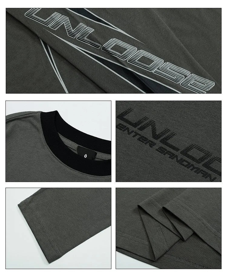 Men's grey khaki cotton pullover with drop shoulder sleeves and loose fit design