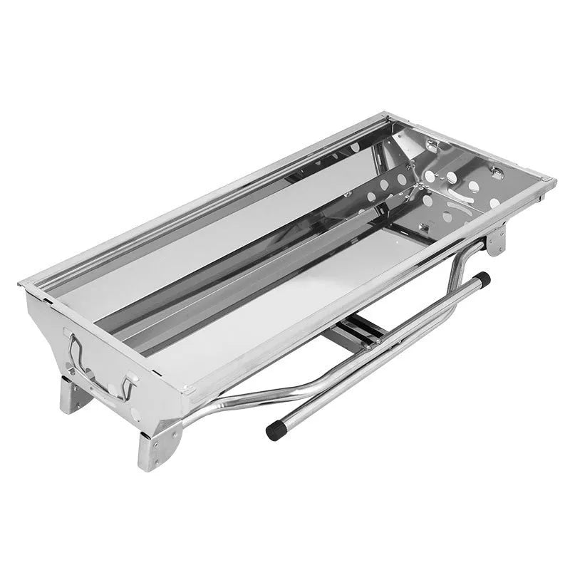 Stainless steel portable barbecue oven with turnover design and charcoal cooking surface