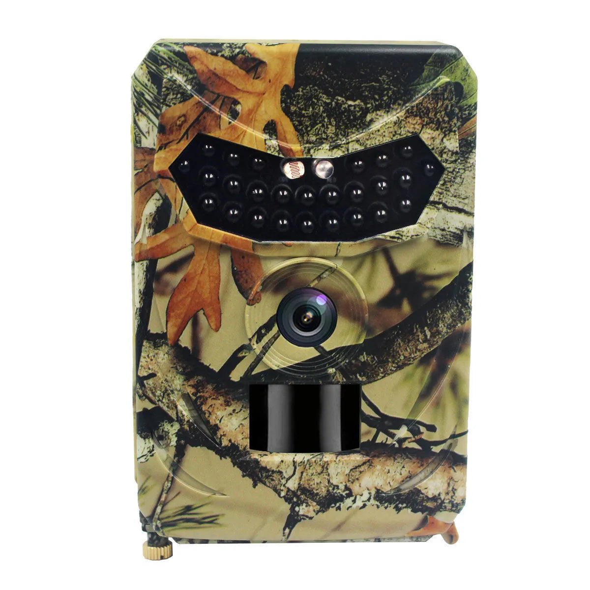 Yellow brown plastic hunting game camera with infrared night vision for wildlife monitoring