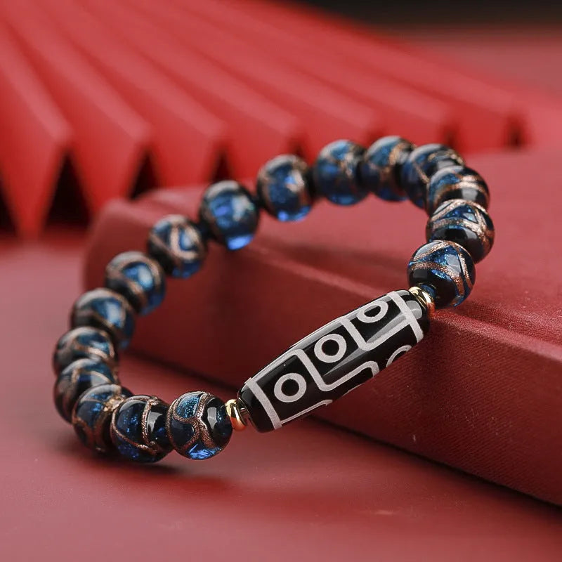 Chinese five-colour year snake lucky bracelet made from colourful coloured glaze beads