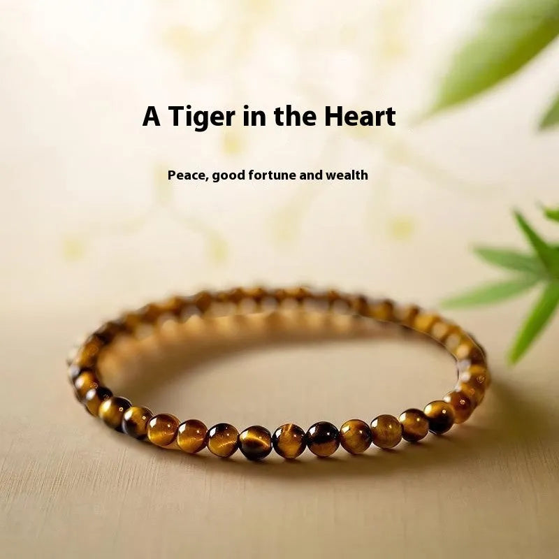 New Chinese style Tigereye geometric bracelet with round beads in natural stone colour