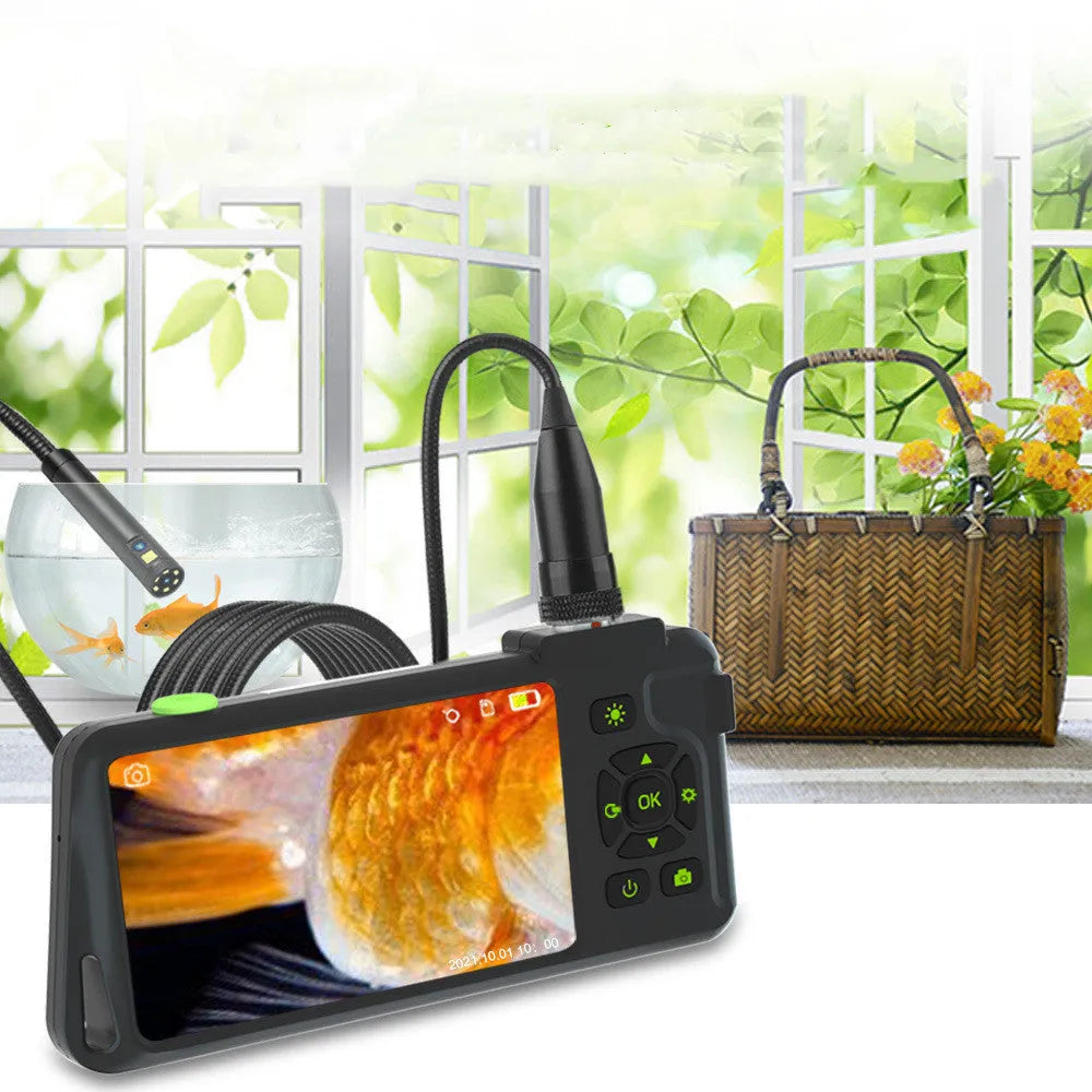 Handheld industrial endoscope with 4.5-inch screen and 5.5mm camera on 1 metre cable for pipeline inspection