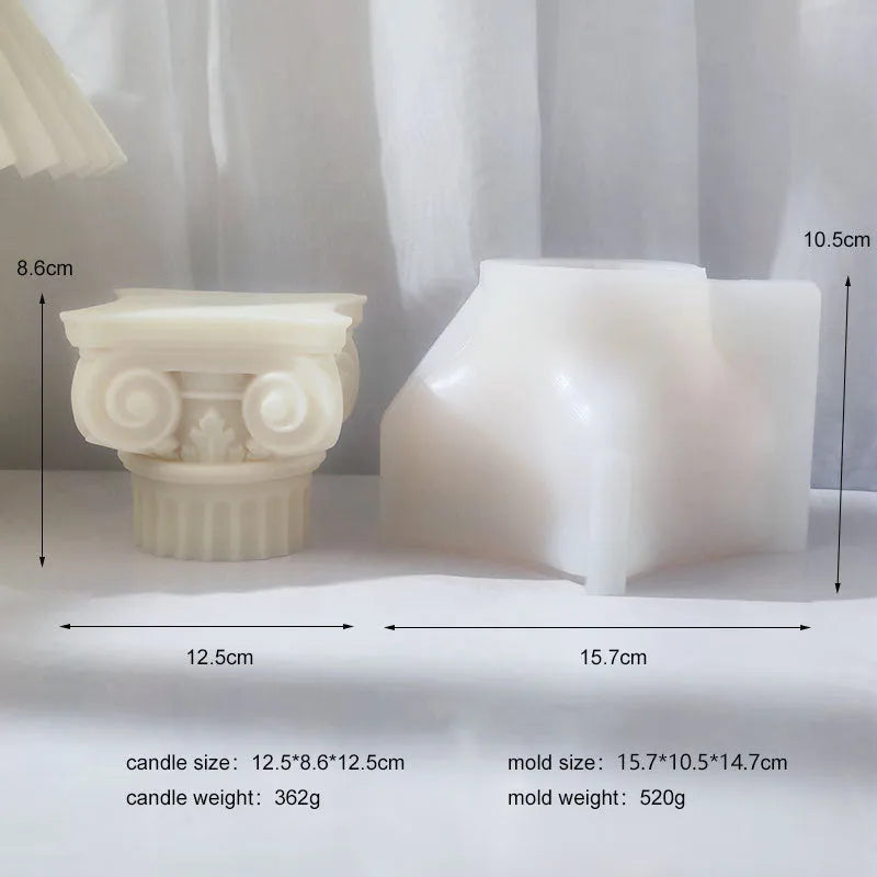 A flexible silicone mould in the shape of a stylised Roman pillar for multi-purpose crafting.