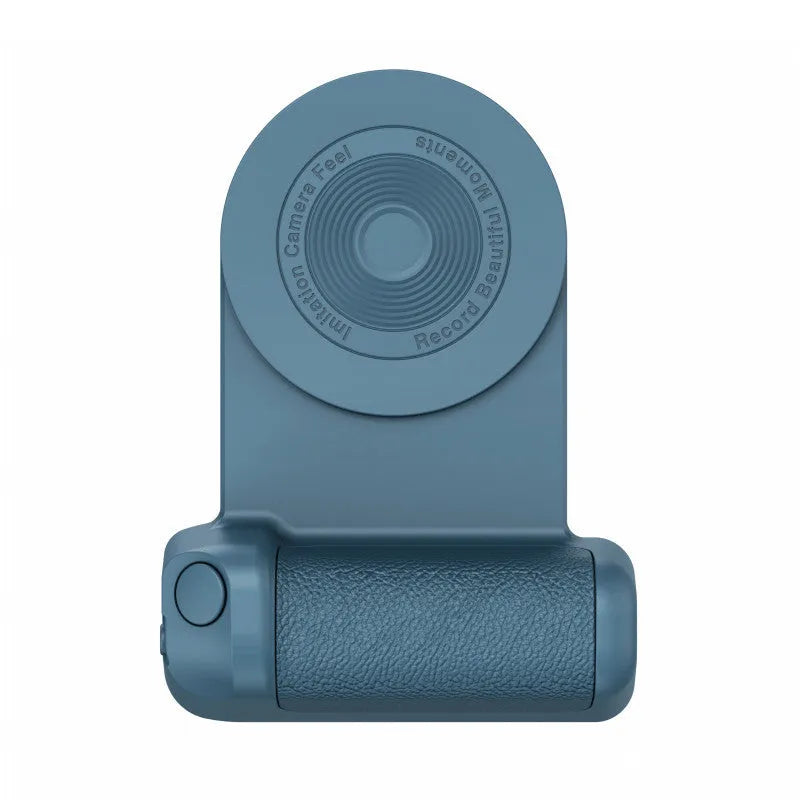 Black 3-in-1 magnetic phone camera handle with rotatable stand and PU leather grip