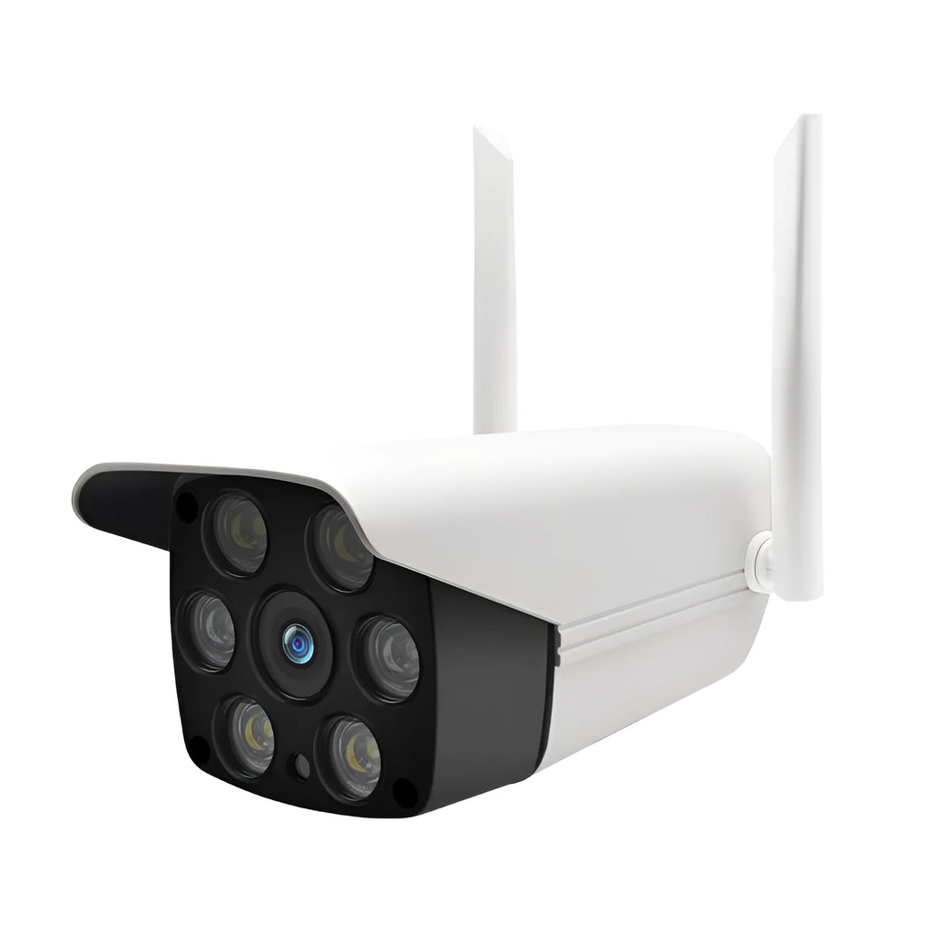 Remote Smart Camera Network Camera with 3.6mm Lens, 50m Effective Distance, 10m Infrared Night Vision, CMOS Sensor, 0.001 Lux Minimum Illumination, 1080P 64G, 720P Options, White, UK Plug for Outdoor Surveillance