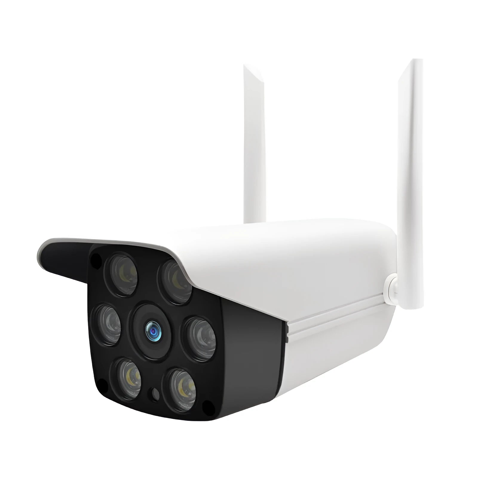 Remote Smart Camera Network Camera with 3.6mm Lens, 50m Effective Distance, 10m Infrared Night Vision, CMOS Sensor, 0.001 Lux Minimum Illumination, 1080P 64G, 720P Options, White, UK Plug for Outdoor Surveillance