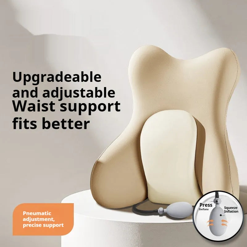 Ergonomic memory foam backrest waist pad with removable cover in solid colour options