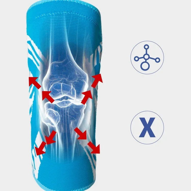 Men's pressurised basketball knee pads in black or blue with compression fit design