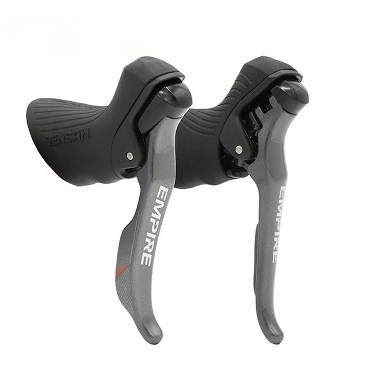 Road bike transmission kit with aluminium manual shifters, front derailleur and short-leg rear derailleur