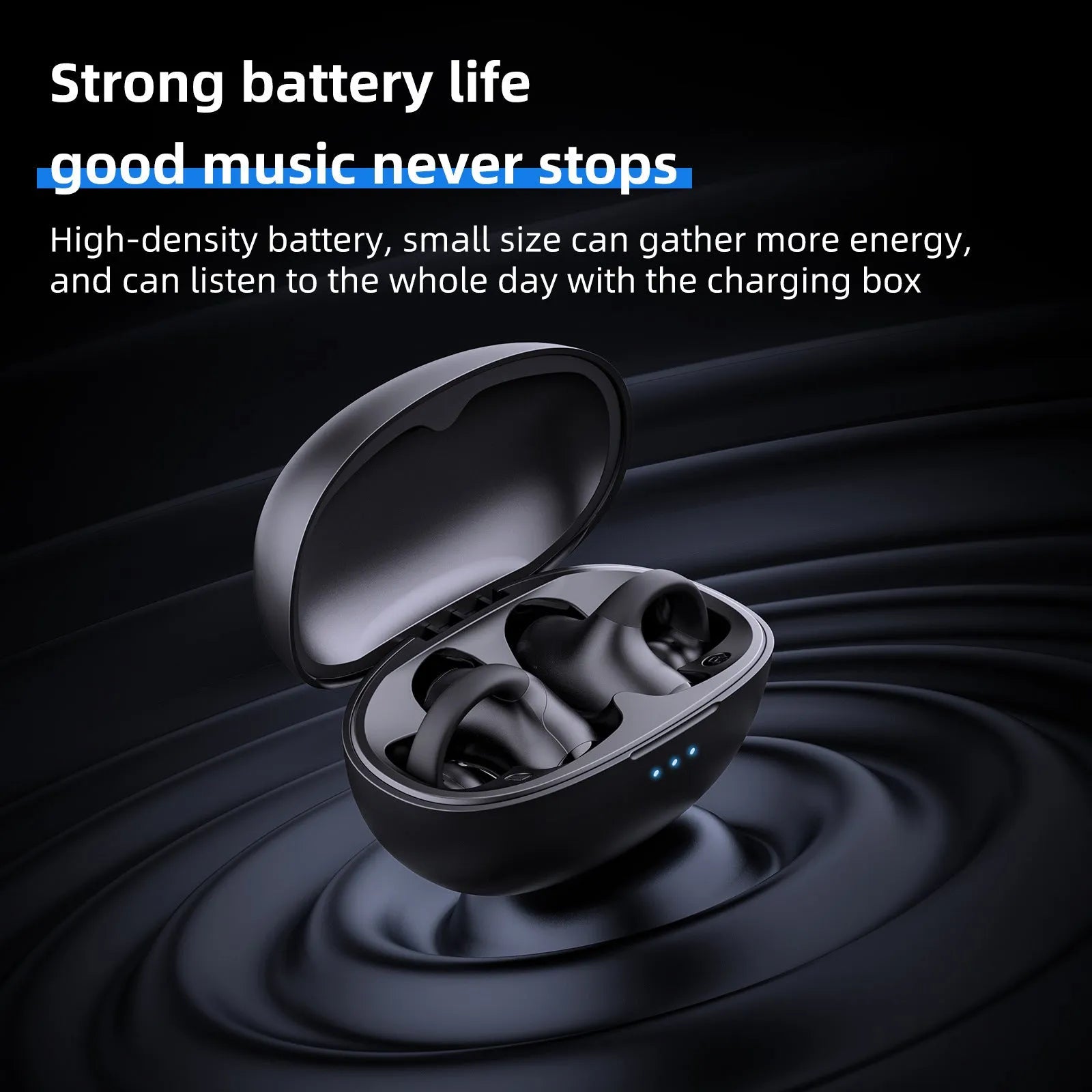Black and white T306 Bluetooth wireless clip-on sports gaming earphones on ear hook.