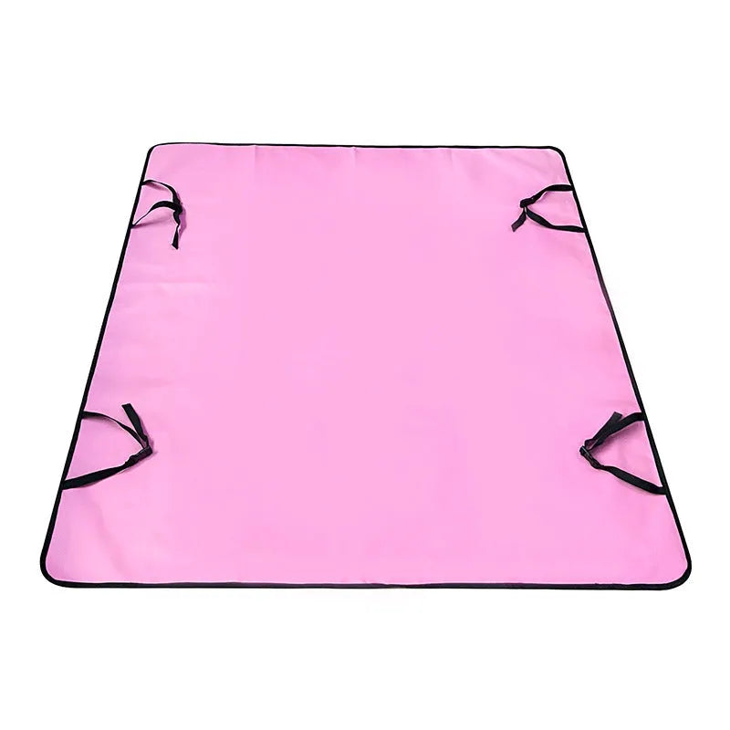 Car pet mat covering rear seat with water resistant cloth material in choice of colours and paw print designs