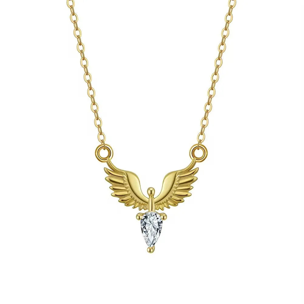 Sterling silver eagle pendant necklace with adjustable O-ring chain in Korean style design