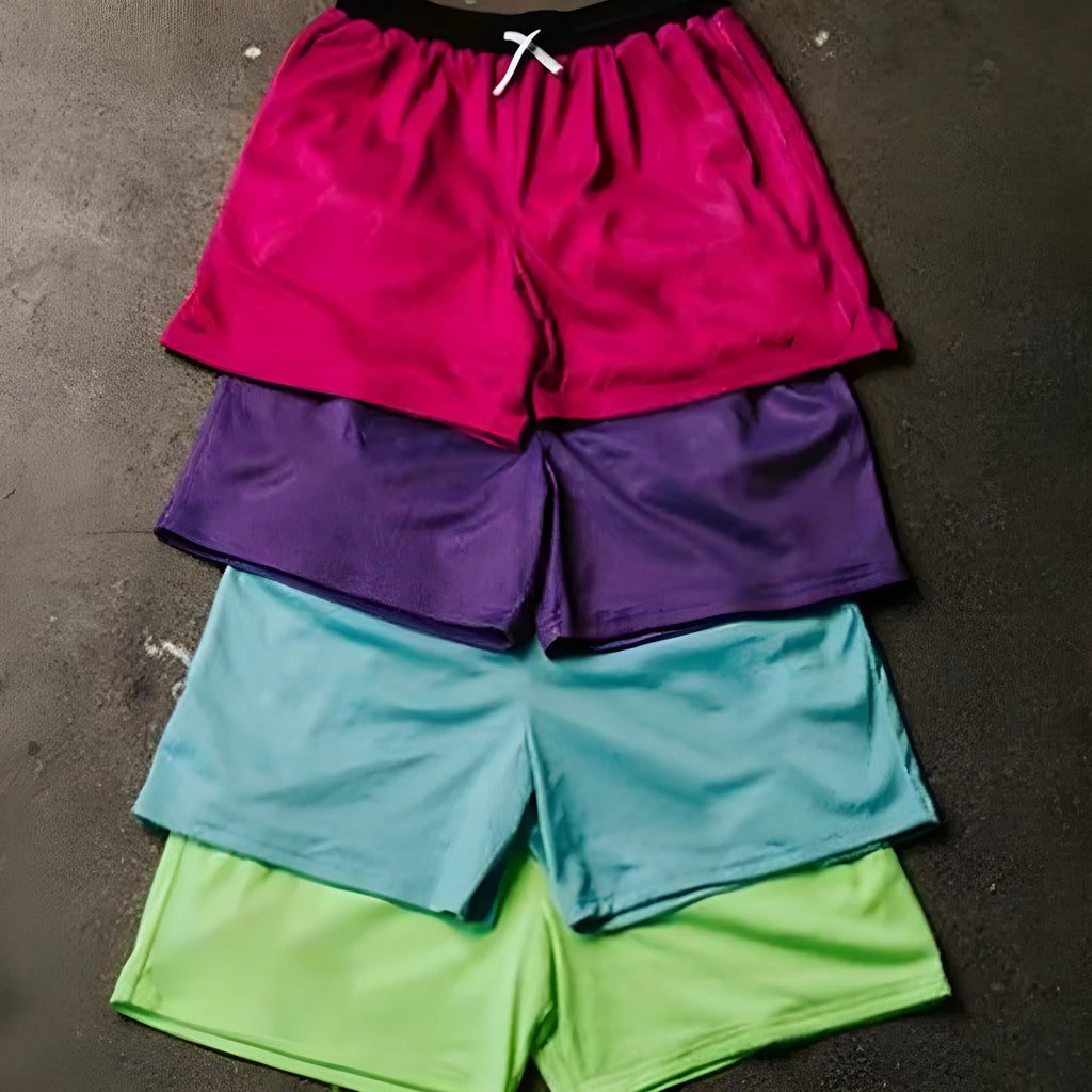 Men's solid colour quick-drying mesh shorts for summer running and fitness activities